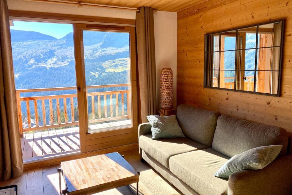 Vue panoramique sur les montagnes plein Sud - T2 Skis aux pieds, Piscine, Jacuzzi Flaine Extérieur photo
