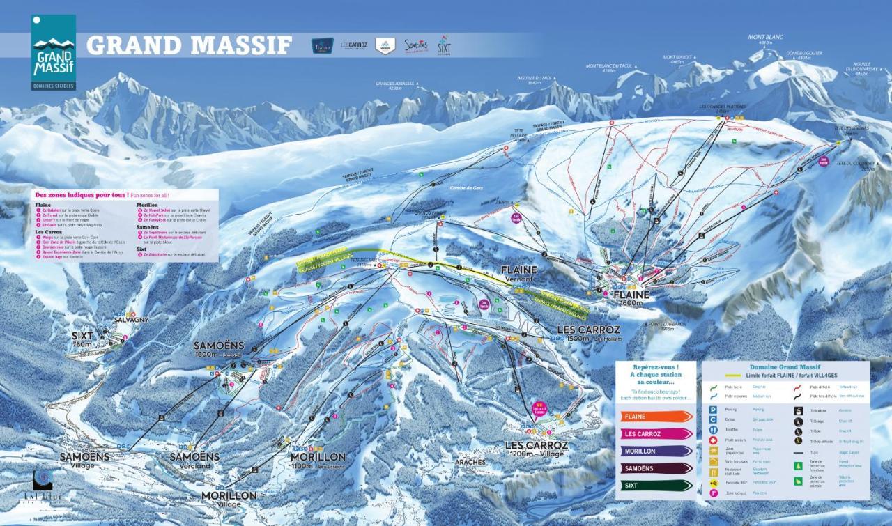 Vue panoramique sur les montagnes plein Sud - T2 Skis aux pieds, Piscine, Jacuzzi Flaine Extérieur photo